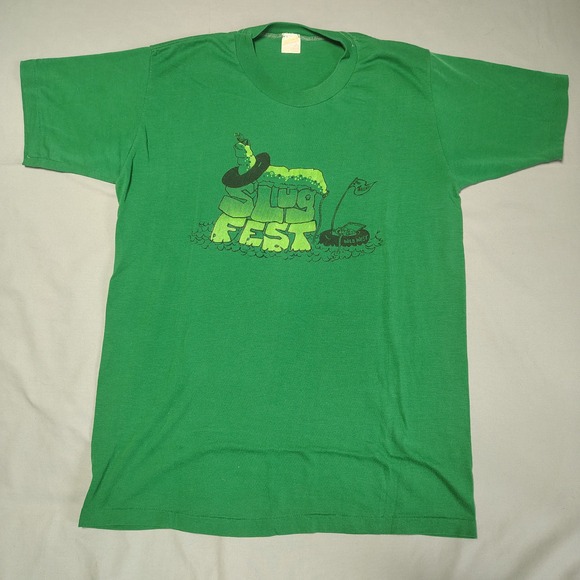Sportswear Other - Vintage Wild West Slug Fest T Shirt Green Single Stitch 80s Mens Large 50/50